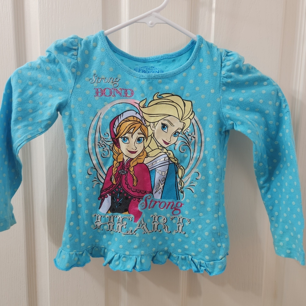 Disney Blue Long Sleeve Tee with Frozen Design